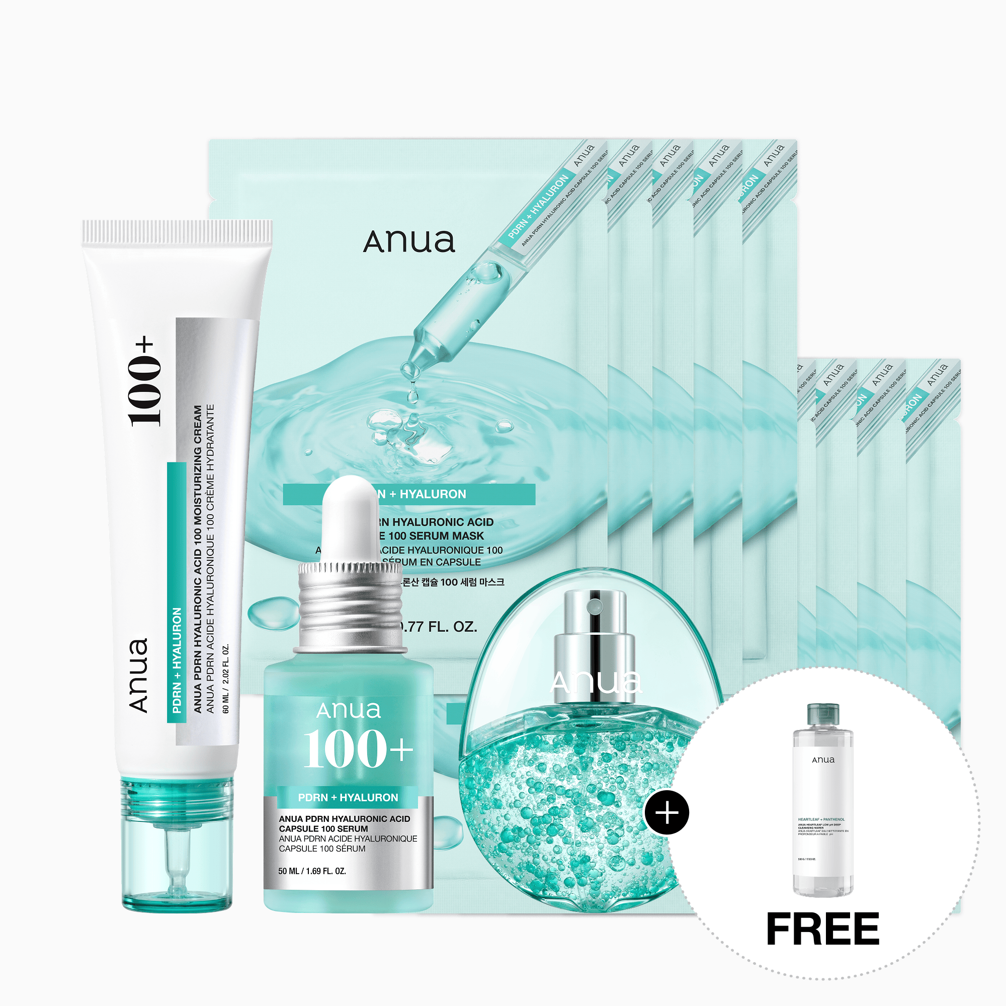 Anua PDRN + Hyaluron スキンケアセット PDRN 4-Step Glowy Skin Set