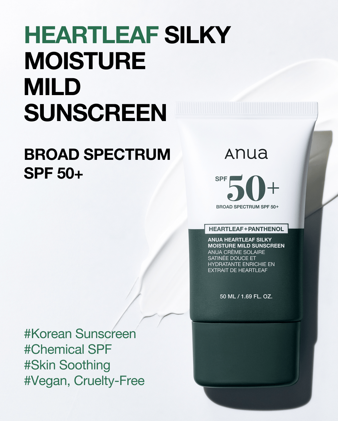 Anua Sun Care 50ML Heartleaf Silky Moisture Mild Sunscreen